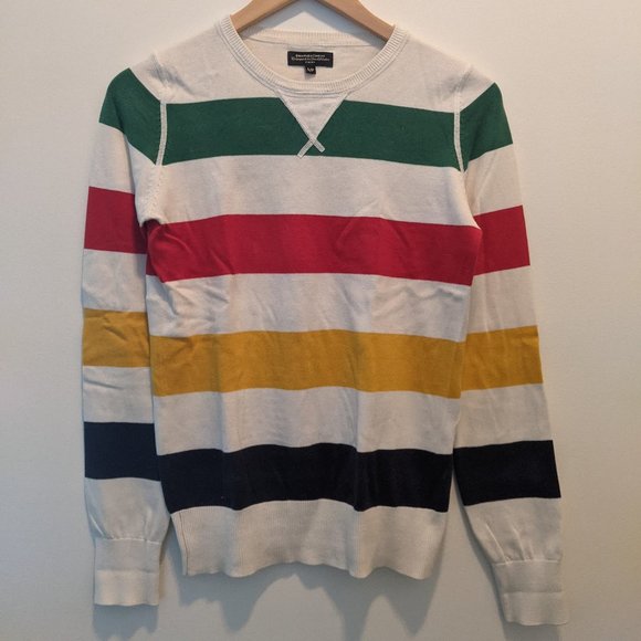 The Bay / Hudson's Bay Classic Stripes Fitted Sweater ivory and multi stripes S - Picture 2 of 4